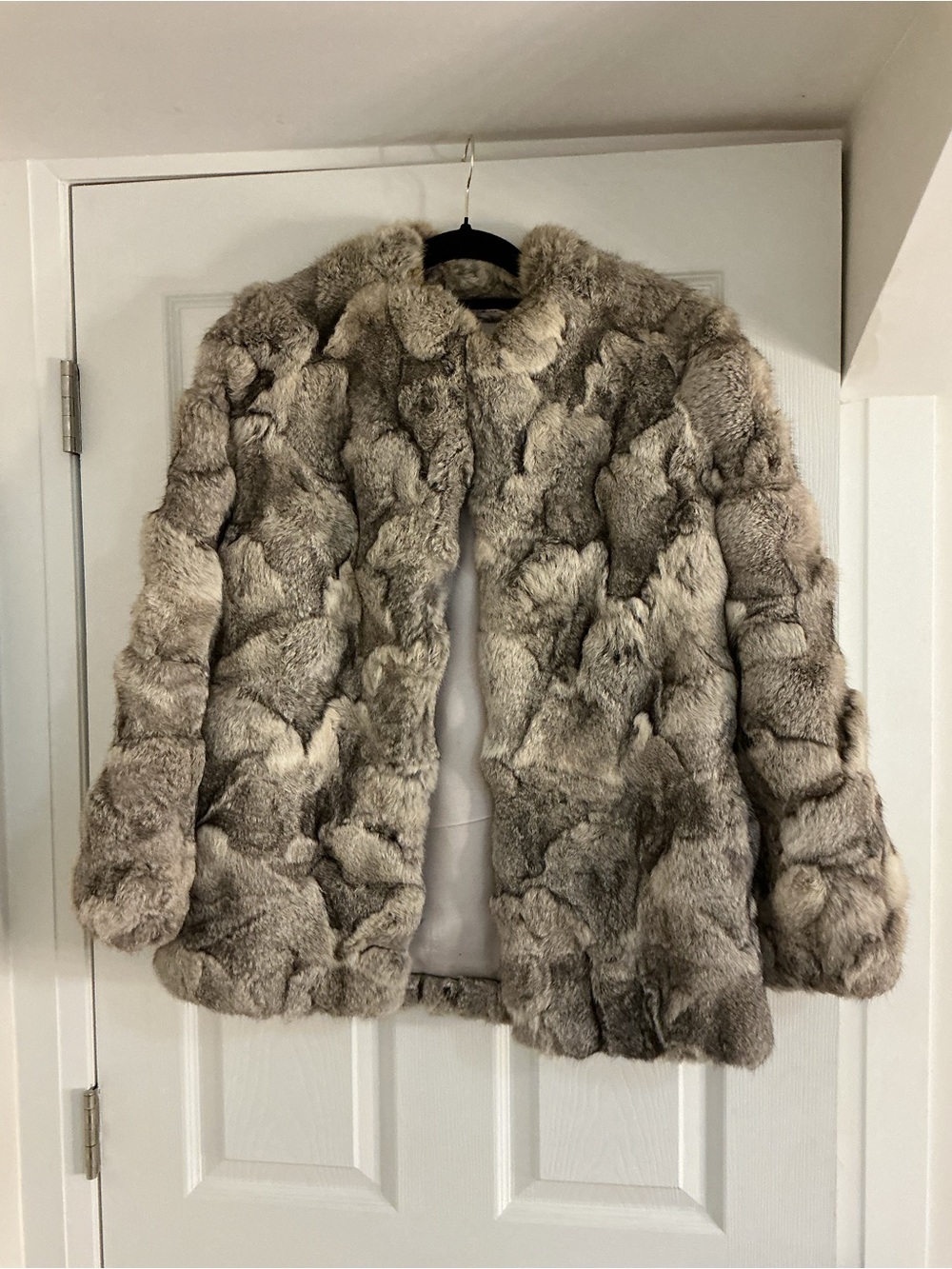 Vintage Rabbit Fur Coat in Taupe Gray